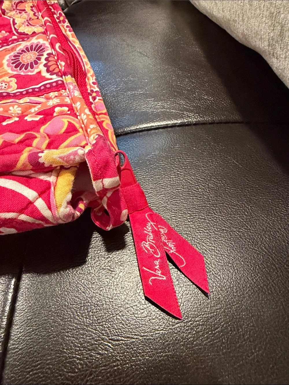 Vera Bradley Pink Floral Paisley Cosmetic Clutch with Yellow Accents